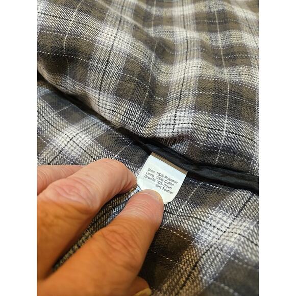 J Crew Down Vest Mens XL Black Flannel Lined Puffer Feather Quilted Zip Snap - Picture 13 of 14